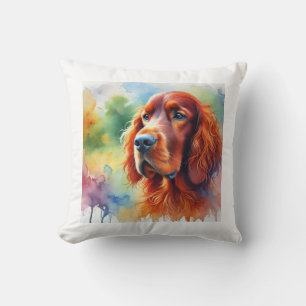 Irish Setter 251024AREF102 - Watercolor Throw Pillow