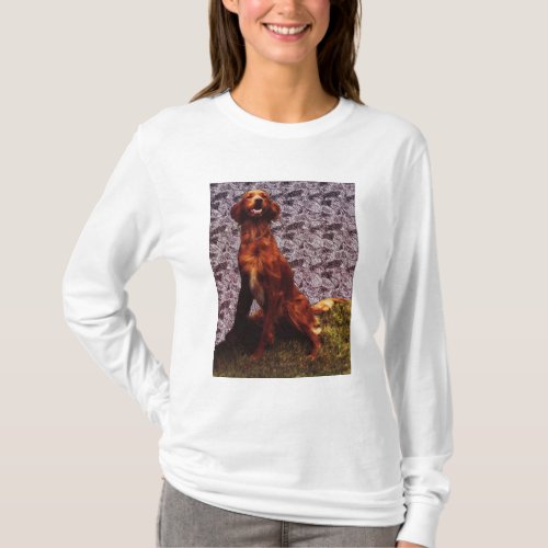 Irish Setter and Patterned Concrete Wall T_shirt