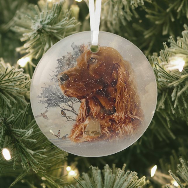 Irish  setter  art     glass ornament (Insitu)