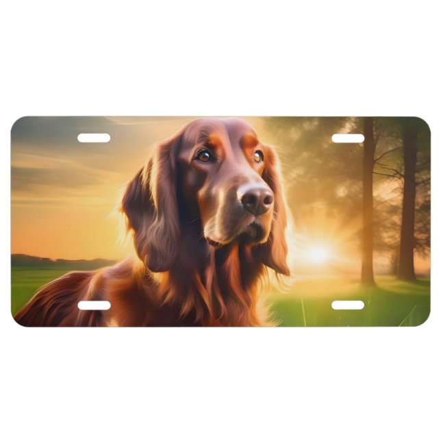 IRISH SETTER AT SUN RISE LICENSE PLATE (Front)
