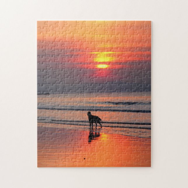 Irish Setter at Sunset on the Irish Sea Puzzle (Vertical)