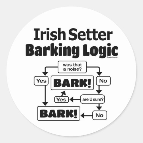 Irish Setter Barking Logic Classic Round Sticker