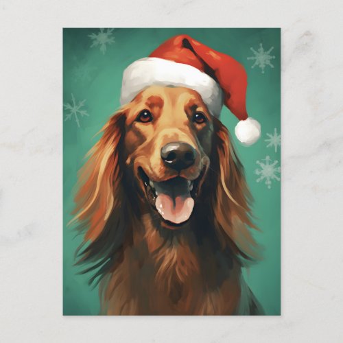 Irish Setter Christmas brush painting artwork Postcard