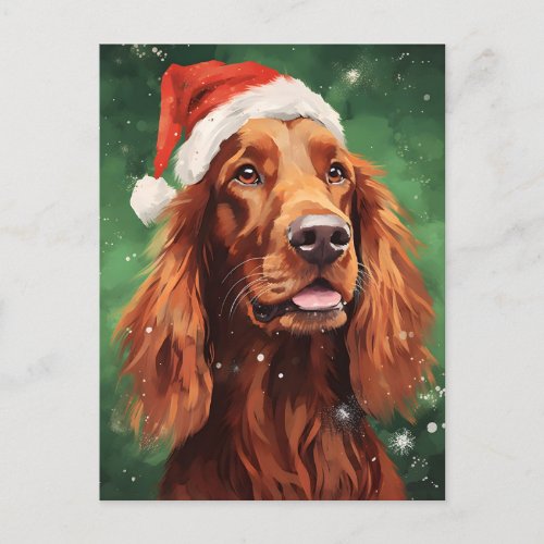 Irish Setter Christmas brush painting artwork Postcard