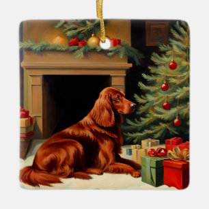 Irish Setter Christmas Ceramic Ornament