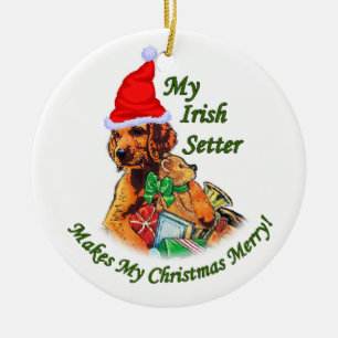 Irish Setter Christmas Ceramic Ornament
