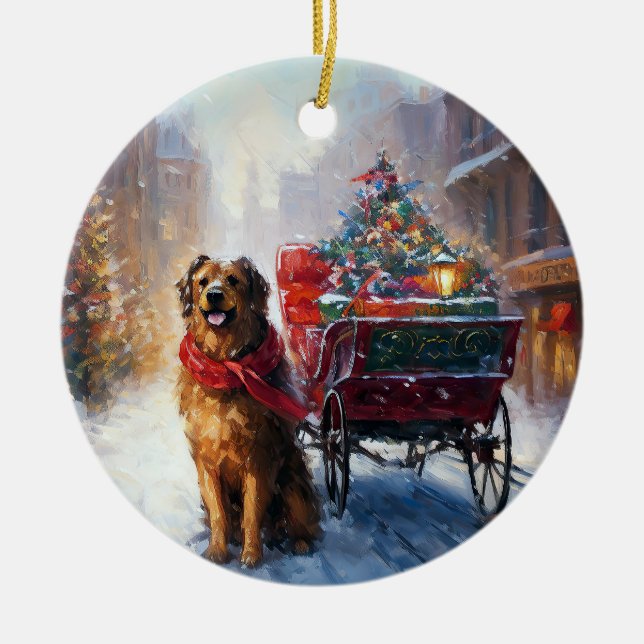 Irish Setter Christmas Festive Season  Ceramic Ornament (Front)