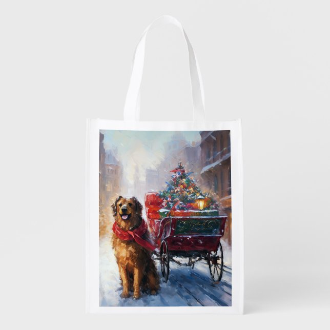 Irish Setter Christmas Festive Season  Grocery Bag (Front)