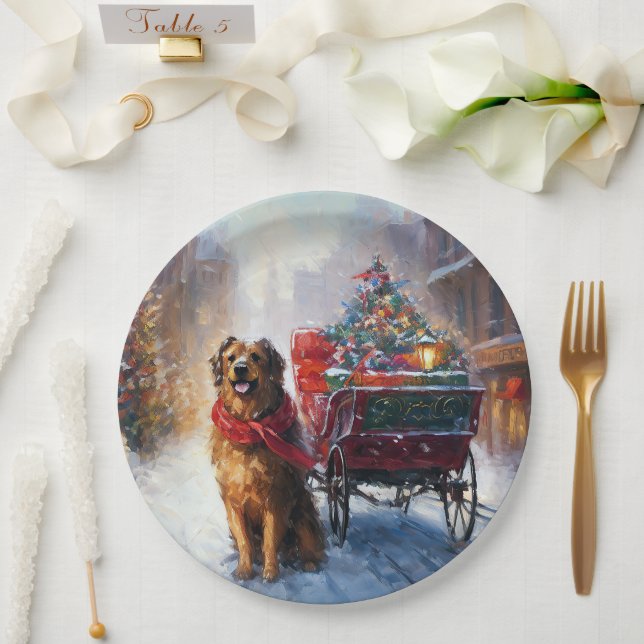 Irish Setter Christmas Festive Season  Paper Plates (Wedding)