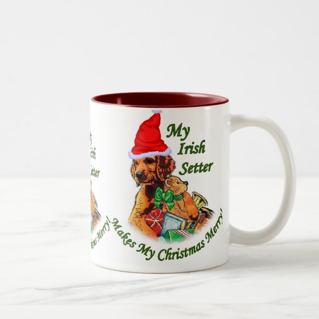 Irish Setter Christmas Gifts Two-Tone Coffee Mug (Right)