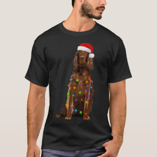 Irish Setter Christmas Lights Xmas Dog Lover Hat T-Shirt