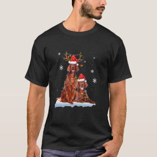 Irish Setter Christmas Tree Lights Reindeer Santa T-Shirt
