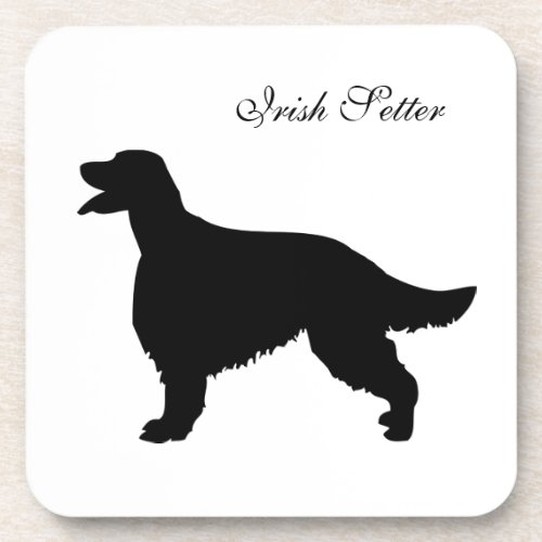 Irish Setter dog black silhouette coaster