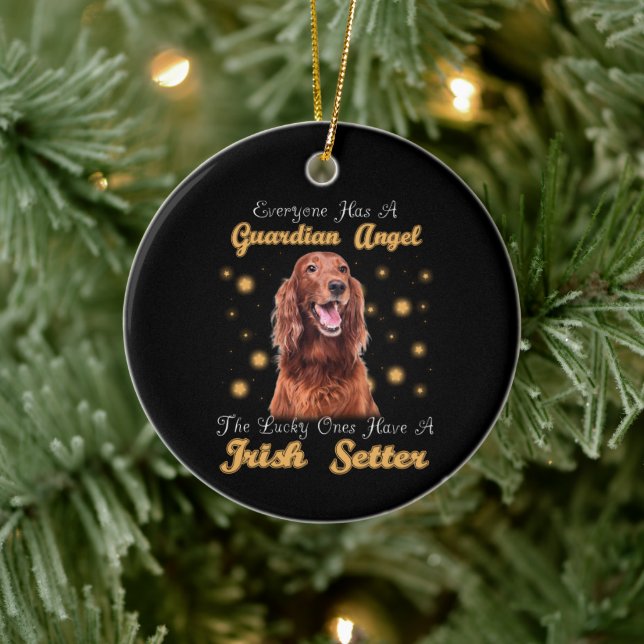 Irish Setter Dog Guardian Angle Pet memorial Ceramic Ornament (Tree)