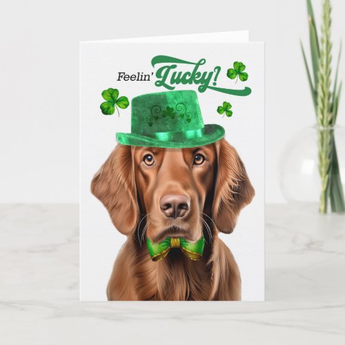 Irish Setter Dog Lucky St Patricks Day Holiday Card