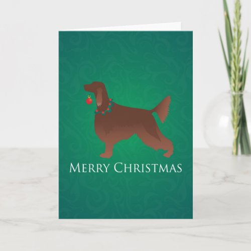Irish Setter Dog Merry Christmas Design Holiday Card