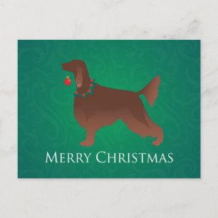 Irish Setter Dog Merry Christmas Design Holiday Postcard