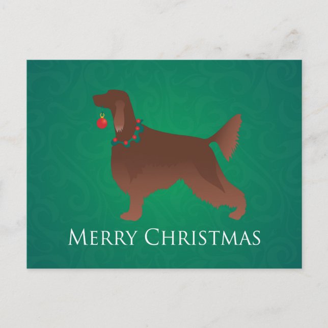 Irish Setter Dog Merry Christmas Design Holiday Postcard (Front)