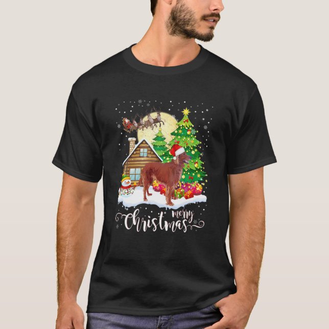 Irish Setter Dog Merry Christmas Dog Lover T-Shirt (Front)