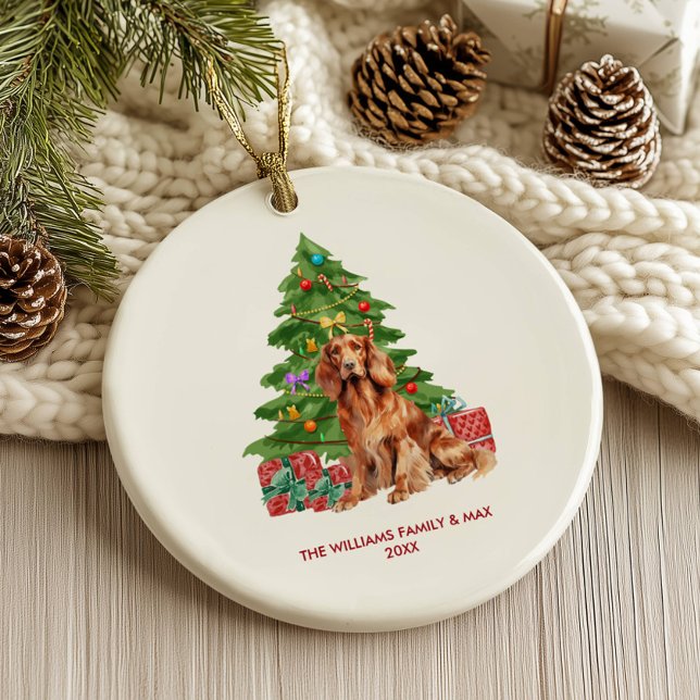 Irish Setter Dog Personalized Christmas Ceramic Ornament (Creator Uploaded)