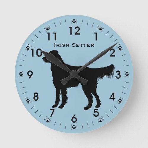 Irish Setter Dog Silhouette Personalized Round Clock