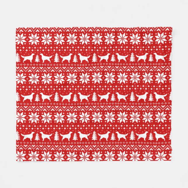 Irish Setter Dog Silhouettes Christmas Holiday Fleece Blanket (Front (Horizontal))