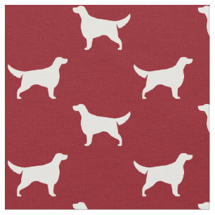 Irish Setter Dog Silhouettes Pattern Red and White Fabric