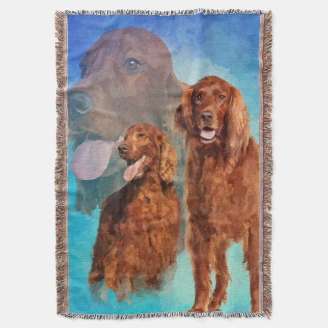 Irish Setter Dogs collage Throw Blanket (Front Vertical)