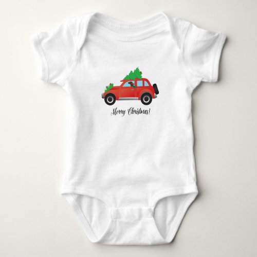 Irish Setter Driving a Car with a tree on top Baby Bodysuit