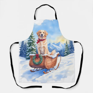 Irish Setter Enjoying Christmas Sleigh Ride Winter Apron