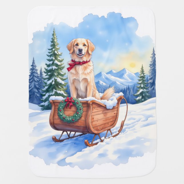 Irish Setter Enjoying Christmas Sleigh Ride Winter Baby Blanket (Front)