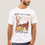 Irish Setter Fall Pumpkins Autumn Leaf Tree  T-Shirt<br><div class="desc">Irish Setter Fall Pumpkins Autumn Leaf Tree</div>