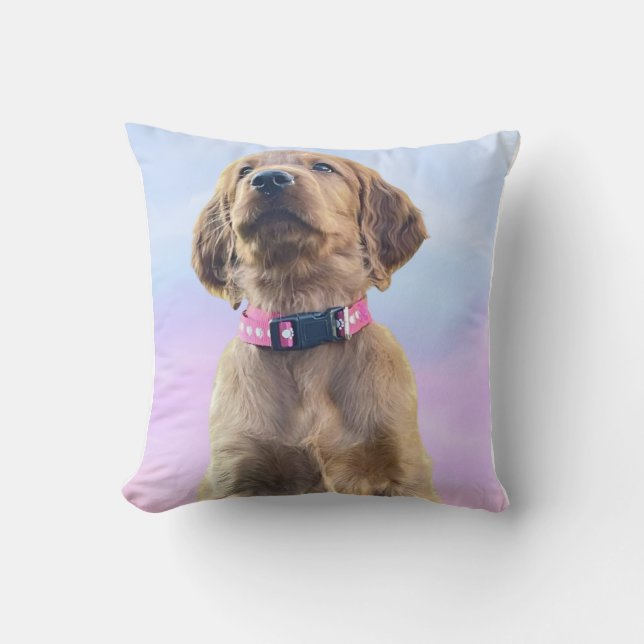 Irish Setter Female Puppy Throw Pillow (Front)