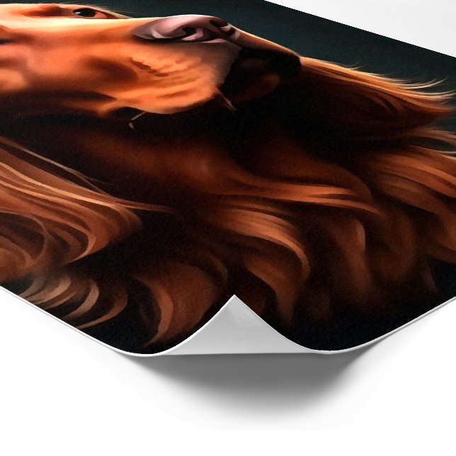 Irish Setter Fine Art Pet Portrait Poster (Corner)