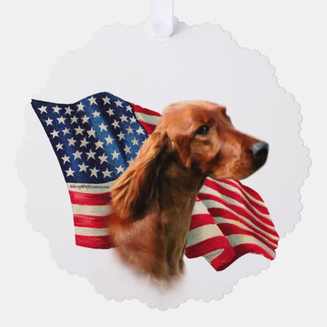 Irish Setter Flag Ornament Card (Front)