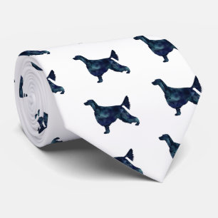 Irish Setter Geometric Pattern Black Silhouette Neck Tie