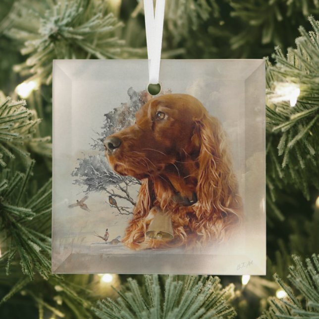 Irish Setter      Glass Ornament (Insitu)