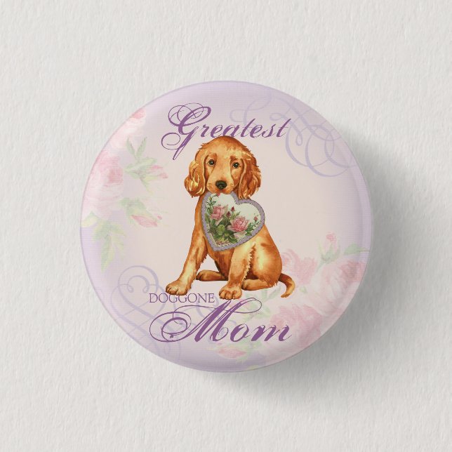 Irish Setter Heart Mom Button (Front)