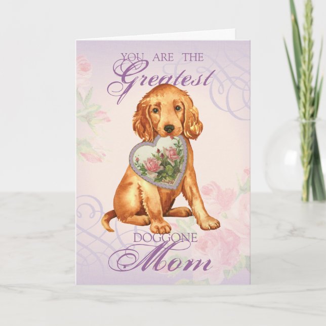 Irish Setter Heart Mom Card (Front)