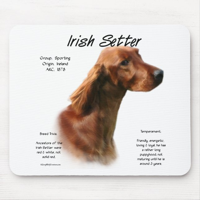 Irish Setter History Design Mouse Pad (Front)