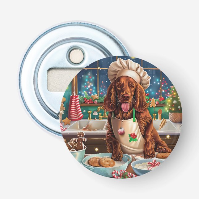 Irish Setter Holiday Baking: Festive Christmas  Bottle Opener (Front)
