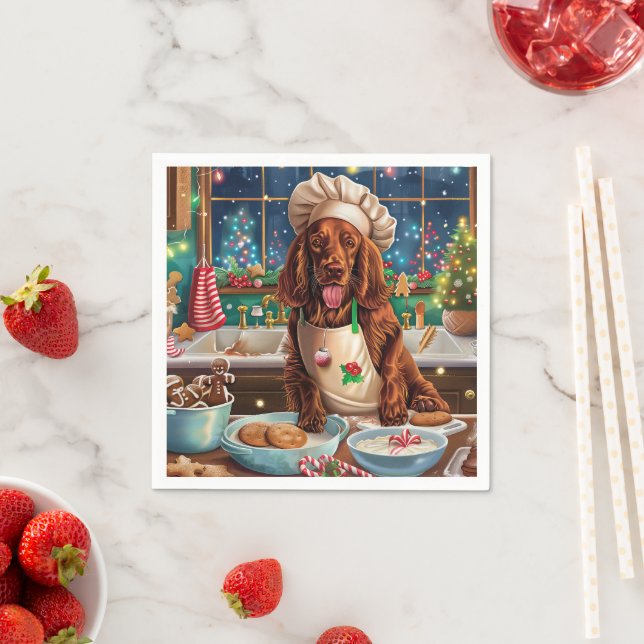 Irish Setter Holiday Baking: Festive Christmas  Napkins (Insitu)