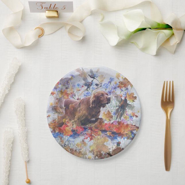 Irish Setter hunting  Paper Plates (Wedding)