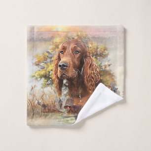 Irish Setter Hunting Pheasant ,Art Bath Towel Set