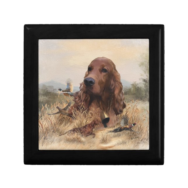 Irish Setter Hunting Pheasant ,Art Gift Box (Front)