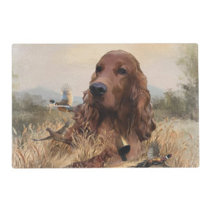 Irish Setter Hunting Pheasant ,Art Placemat