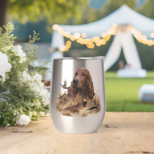 Irish Setter Hunting Pheasant ,Art Thermal Wine Tumbler