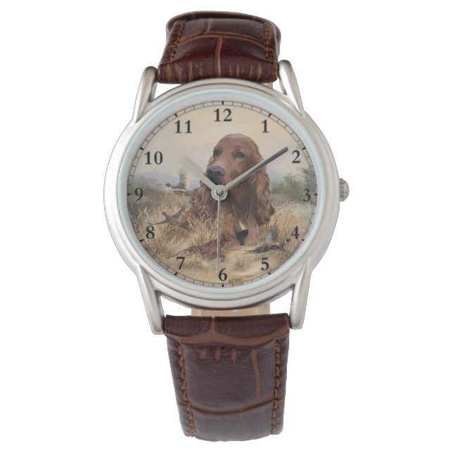 Irish Setter Hunting Pheasant ,Art Watch (Front)