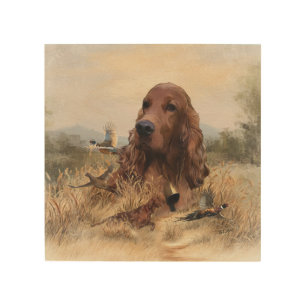 Irish Setter Hunting Pheasant ,Art Wood Wall Art