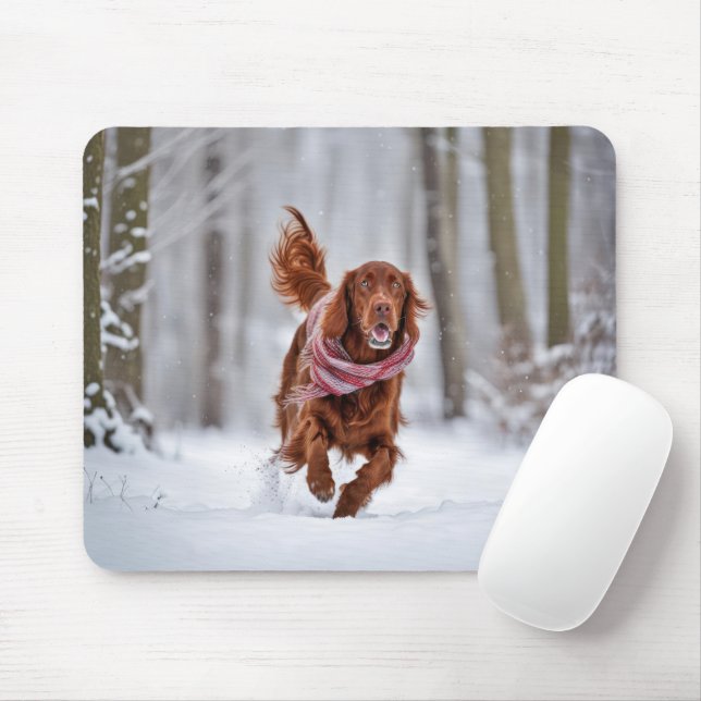 Irish Setter In Snow Mouse Pad (With Mouse)